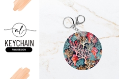 Colorful Coral Reef Round Keychain Pattern Product Image 1