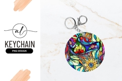 Floral Round Keychain Unique Colorful Design Product Image 1