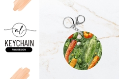 Watercolor Vegetables Still Life Round Keychain Design Product Image 1