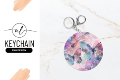 Round Keychain With Colorful Butterfly Illustration Product Image 1