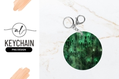 Round Keychain Green Gothic Chandelier Pattern Product Image 1