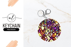 Colorful Floral Pattern Round Keychain Mockup Design Product Image 1
