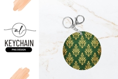 Green and Gold Damask Pattern Circle Design with Grunge Product Image 1