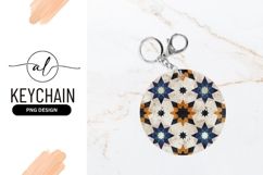 Geometric Star Pattern in Orange Blue and Beige Product Image 1