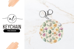 Easter Egg and Floral Pattern on a Round Keychain Png Product Image 1