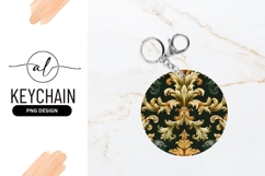 Ornate Gold and Green Floral Pattern on Dark Background Product Image 1