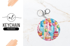 Watercolor Birthday Balloons and Cupcakes with Candles Product Image 1