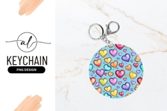 Colorful Heart Pattern on Round Keychain Png Product Image 1