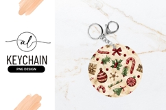Festive Christmas Ornament and Candy Cane Pattern on Tan Product Image 1