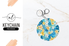 Floral Pattern in a Circle with Yellow White and Blue Flower Product Image 1