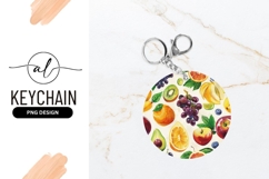 Watercolor Fruit Arrangement with Grapes Orange Apple Kiwi Product Image 1