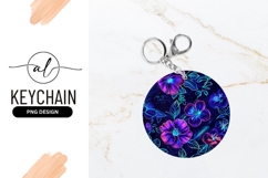 Round Floral Design with Neon Glow in Purple and Blue Colors Product Image 1