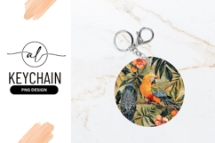 Watercolor Parrots on Branch with Tropical Flowers Product Image 1
