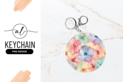 Pastel Hibiscus Flowers in a Circle Arrangement on Gray Product Image 1