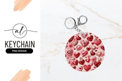 Assortment of Red and Pink Heart Shapes on a Round Keychain Product Image 1