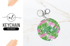 Green and Pink Palm Fronds Pattern on White Background Product Image 1
