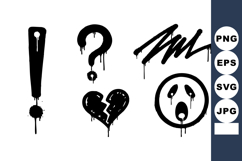 Black graffiti style exclamation question broken heart cryin Product Image 1