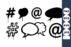 Graffiti style black social media symbols hashtag at mention Product Image 1