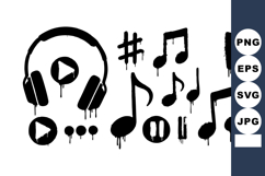 Music notes and headphones vector illustration with play and Product Image 1