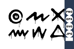 Black Graffiti Style Abstract Symbols with Dripping Paint Ve Product Image 1