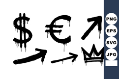 Graffiti style black currency symbols and arrows with crown Product Image 1
