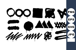 Black spray paint graffiti shapes and lines vector illustrat Product Image 1