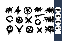 Graffiti style black spray paint symbols and tags illustrati Product Image 1