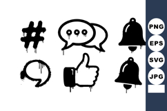 Social media icons vector set with hashtag comment bell and Product Image 1
