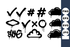 Grunge Style Check Marks Hashtags Clouds Vector Illustration Product Image 1