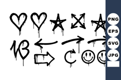 Graffiti Style Dripping Black Arrows Hearts Stars Smiley Fac Product Image 1