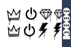 Set of black graffiti style crowns power buttons and lightni Product Image 1