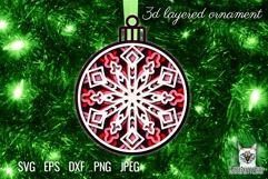 Christmas SVG layered Ornament, 3D snowflake cut file. Product Image 1