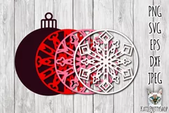 Christmas SVG layered Ornament, 3D snowflake cut file. Product Image 2