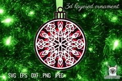 Christmas SVG layered Ornament, 3D snowflake cut file. Product Image 1
