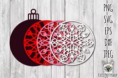 Christmas SVG layered Ornament, 3D snowflake cut file. Product Image 2