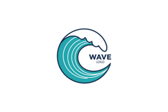 Wave logo design with blue and white ocean wave icon for bra Product Image 1