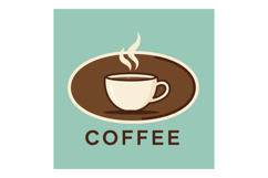 Coffee cup logo design with steam on brown oval background v Product Image 1