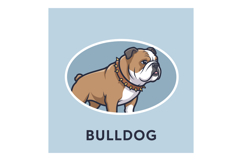 Bulldog standing in oval frame vector illustration with ligh Product Image 1