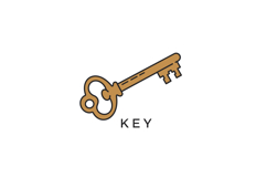 Vintage style antique key with brown tones simple line art d Product Image 1