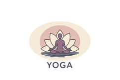 Yoga pose meditation logo design with lotus flower backgroun Product Image 1