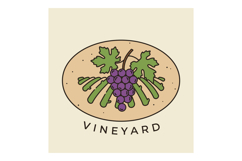 Vineyard logo design with purple grapes and green leaves in Product Image 1