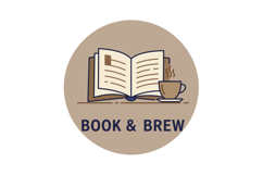 Book and Brew Logo Design with Open Book and Coffee Cup Vect Product Image 1