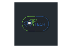 Tech logo design with circuit board and microchip in neon gr Product Image 1