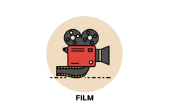 Vintage film camera with red body and black reels vector ill Product Image 1