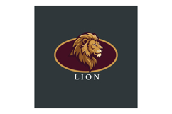 Lion head logo design with bold brown and gold colors in ova Product Image 1