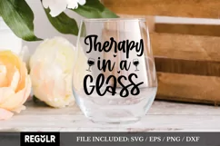 Therapy in a glass Svg, Wine Lover Svg, Funny Wine Product Image 1
