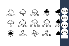 Cloud computing network icons set with connection nodes and Product Image 1
