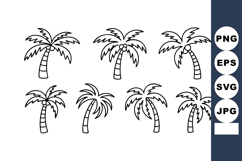 Palm tree icons set with simple tropical design for summer a Product Image 1