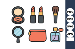 Makeup cosmetics with lipstick compact powder brush mirror Product Image 1