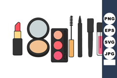 Makeup cosmetics collection with lipstick powder palette mas Product Image 1